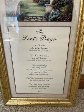 Framed "The Lord's Prayer" Scripture Print in Gold Frame